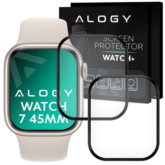 2x Elastyczne Szkło 3D Alogy do Apple Watch 7 45mm Black 4kom.pl