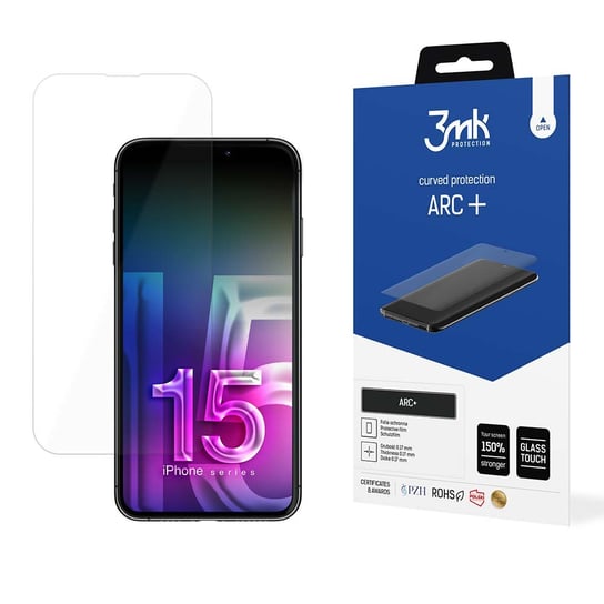 2x Folia na zaokrąglony ekran do Apple iPhone 15 - 3mk ARC+ 3MK