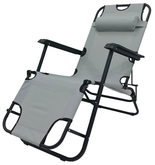 2X Fotel Krzesło Leżak Ogrodowy Gravity  Riviera Jasny Szary Kontrast