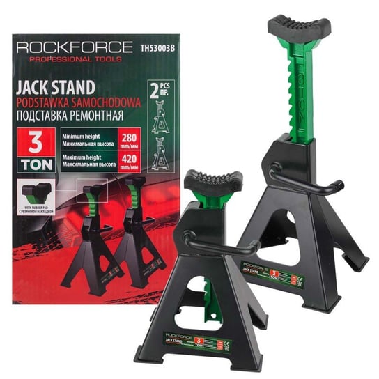2x Kobyłki podstawki podpory samochodowe warsztatowe stojak naprawczy 3t ROCKFORCE Rock Force
