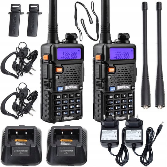 2x Krótkofalówki BAOFENG UV 5R 5W - Radiotelefony Baofeng