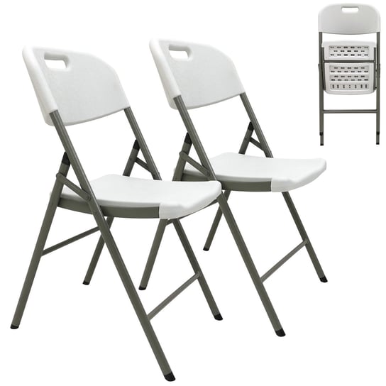 2x krzesło składane cateringowe bankietowe mocne PARTY BIAŁE Kontrast