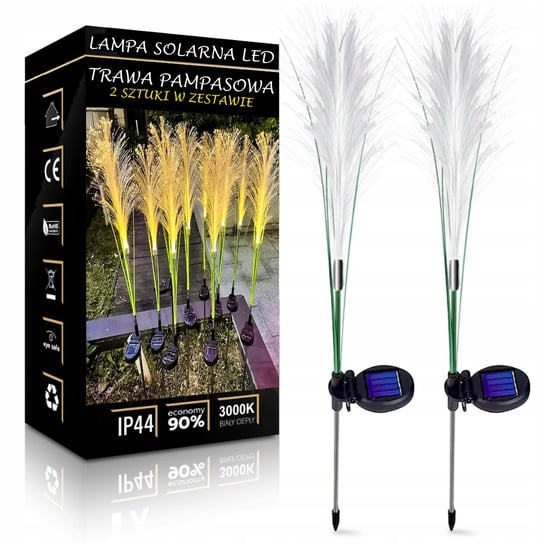 2x Lampa Solarna Ogrodowa LED Trawa Pampasowa Ozdobna Ciepła Lampka Wbijana Solar