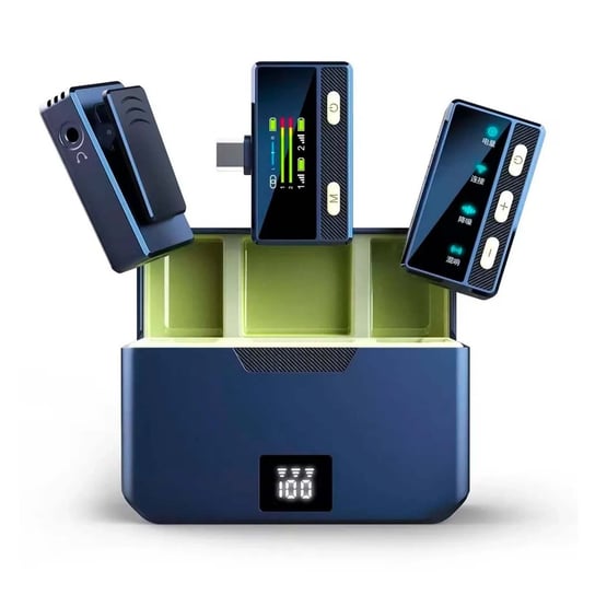 2x Mikrofon Krawatowy Bezprzewodowy OLED do Telefonu Smartfona Kamery GearPro