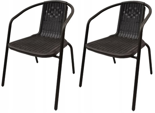 2X Mocne Metalowe Nowoczesne Krzesło Ogrodowe Loretto Czarne Kontrast