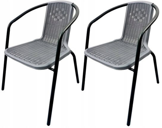 2X Mocne Metalowe Nowoczesne Krzesło Ogrodowe Loretto Szare Kontrast