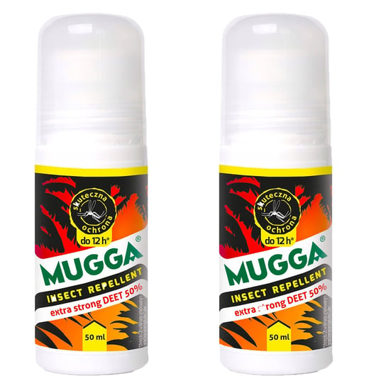 2x Mugga Roll-on 50% Deet 50ml Extra Strong Mugga