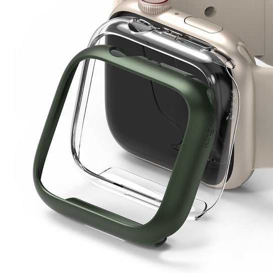 2x Nakładka Ringke Slim do Apple Watch 7 (41 mm) Clear & Deep Green Ringke