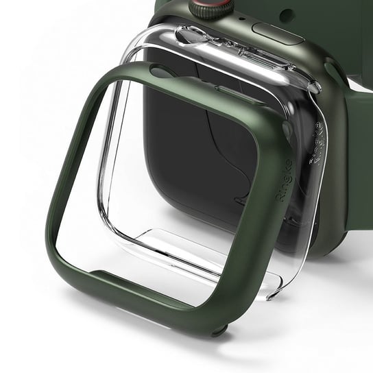 2x Nakładka Ringke Slim do Apple Watch 7 (45 mm) Clear & Deep Green Ringke