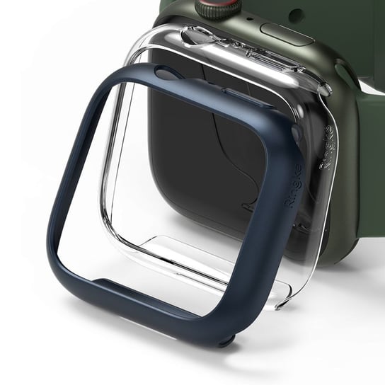 2x Nakładka Ringke Slim do Apple Watch 7 (45 mm) Clear & Metallic Blue Ringke