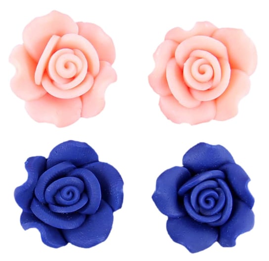 2X Niebieskie, Różowe Kolczyki Róże sarcia.eu