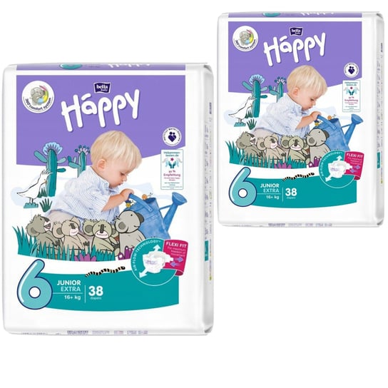 2x Pieluchy HAPPY Junior Extra 6 38szt Happy