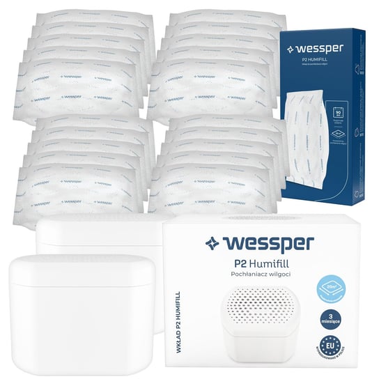 2x pochłaniacz wilgoci do domu Wessper P2 + 20 wkłady do pochłaniacza Wessper