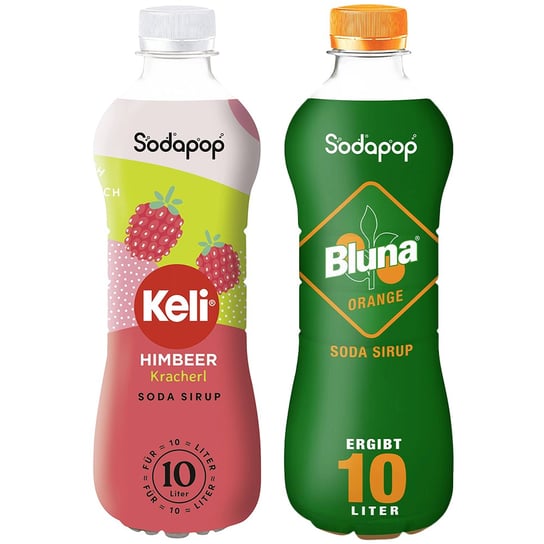 2x SYROP SODAPOP KELI MALINA + POMARAŃCZA KONCENTRAT DO SATURATORA 500ml Sodapop