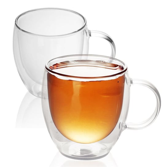 2x Szklanki Termiczne 100 - 200 ml - Szklanka Termo dmuchany ustnie izolowany do latte macchiato, jako szklanka do herbaty lub szklanka do kawy, można myć w zmywarce z uchwytem Intirilife