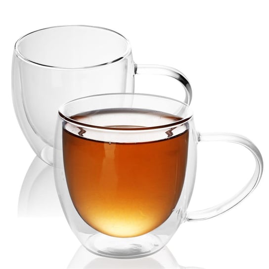 2x Szklanki Termiczne 200 - 300 ml - Szklanka Termo dmuchany ustnie izolowany do latte macchiato, jako szklanka do herbaty lub szklanka do kawy, można myć w zmywarce z uchwytem Intirilife