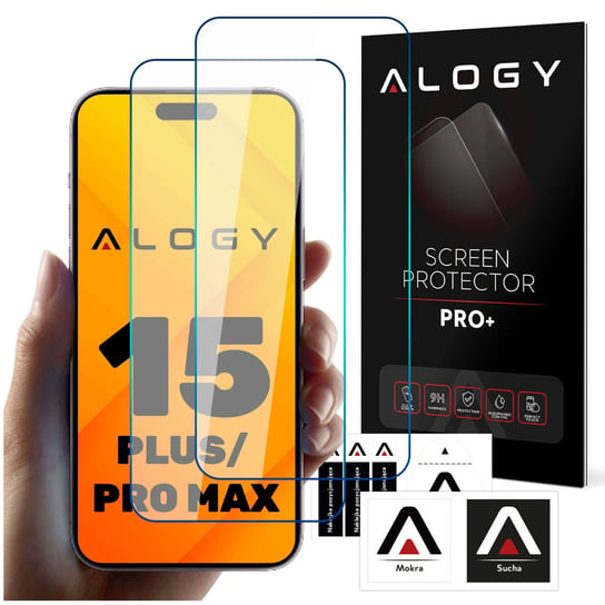 2x Szkło hartowane 9H do iPhone 15 Plus / 15 Pro Max na ekran Alogy Screen Protector PRO+ Alogy