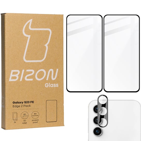 2X Szkło + Szybka Na Aparat Bizon Edge 2 Pack Do Galaxy S23 Fe Bizon
