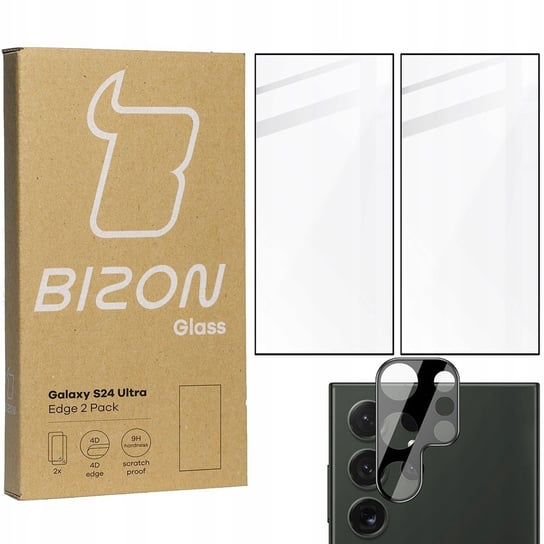 2x Szkło + szybka na aparat BIZON Edge 2 Pack do Galaxy S24 Ultra Bizon