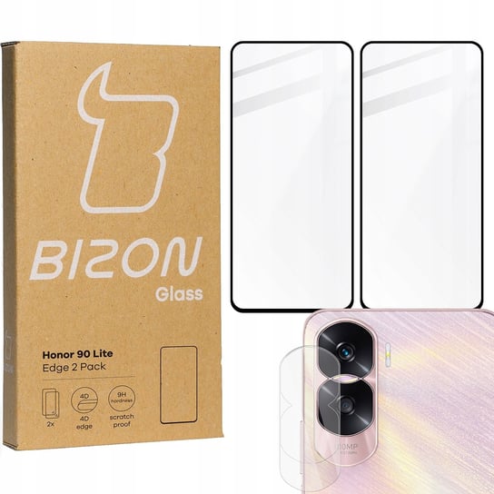 2x Szkło + szybka na aparat BIZON Edge 2 Pack do Honor 90 Lite Bizon