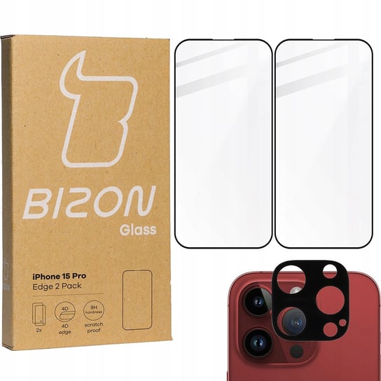 2x Szkło + szybka na aparat BIZON Edge 2 Pack do iPhone 15 Pro Bizon