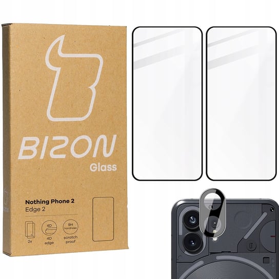 2x Szkło + szybka na aparat BIZON Edge 2 Pack do Nothing Phone 2 Bizon