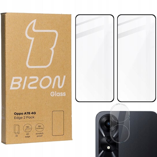 2x Szkło + szybka na aparat BIZON Edge 2 Pack do Oppo A78 4G Bizon
