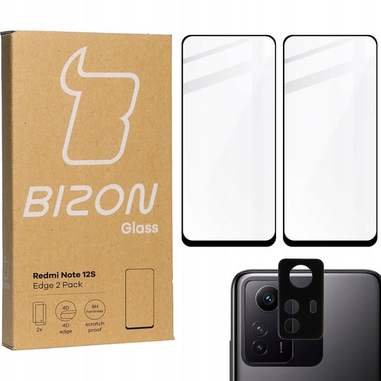2x Szkło + szybka na aparat BIZON Edge 2 Pack do Redmi Note 12S Bizon