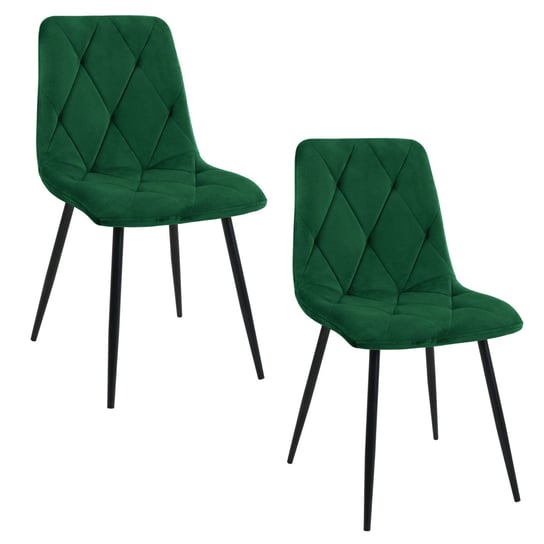 2x Welurowe krzesło glamour tapicerowane pikowane SJ.3 Butelkowa Zieleń FABRYKA MEBLI AKORD