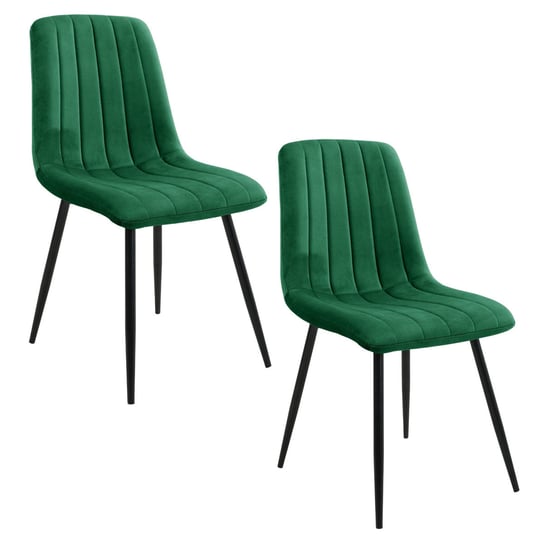 2x Welurowe krzesło tapicerowane pikowane glamour SJ.9 Butelkowa Zieleń FABRYKA MEBLI AKORD