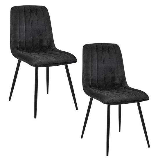 2x Welurowe krzesło tapicerowane pikowane glamour SJ.9 Czarne FABRYKA MEBLI AKORD