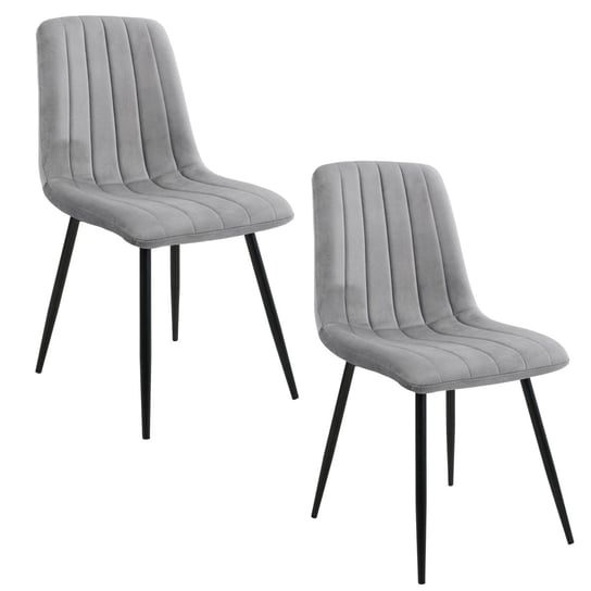 2x Welurowe krzesło tapicerowane pikowane glamour SJ.9 Szare FABRYKA MEBLI AKORD
