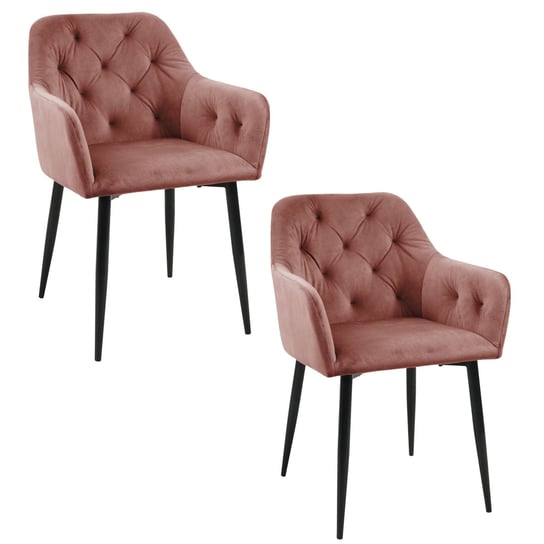2x Welurowe krzesło tapicerowane pikowane SJ.030 Różowe FABRYKA MEBLI AKORD