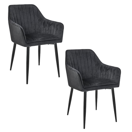 2x Welurowe krzesło tapicerowane pikowane SJ.040 Czarne FABRYKA MEBLI AKORD