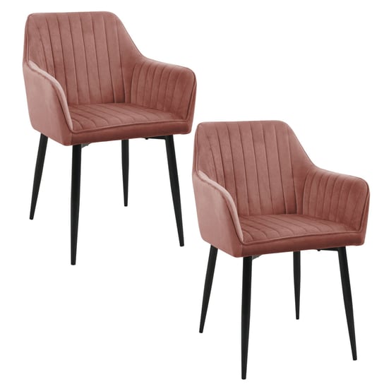 2x Welurowe krzesło tapicerowane pikowane SJ.040 Różowe FABRYKA MEBLI AKORD