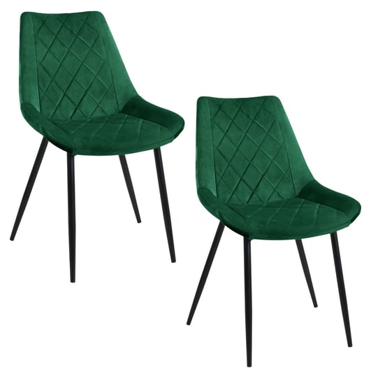 2x Welurowe krzesło tapicerowane pikowane SJ.0488 Butelkowa Zieleń FABRYKA MEBLI AKORD
