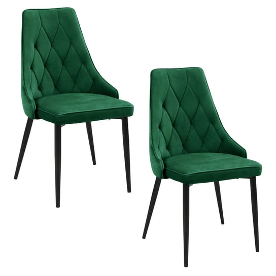 2x Welurowe krzesło tapicerowane pikowane SJ.054 Butelkowa Zieleń FABRYKA MEBLI AKORD