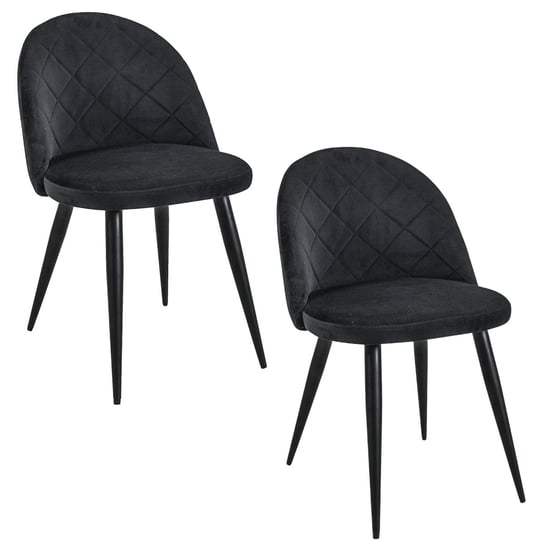 2x Welurowe krzesło tapicerowane pikowane SJ.077 Czarne FABRYKA MEBLI AKORD