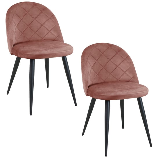 2x Welurowe krzesło tapicerowane pikowane SJ.077 Różowe FABRYKA MEBLI AKORD