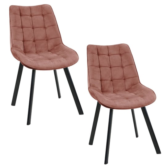 2x Welurowe krzesło tapicerowane pikowane SJ.22 Różowe FABRYKA MEBLI AKORD
