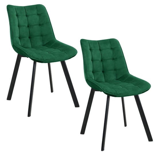 2x Welurowe krzesło tapicerowane pikowane SJ.28 Butelkowa Zieleń FABRYKA MEBLI AKORD
