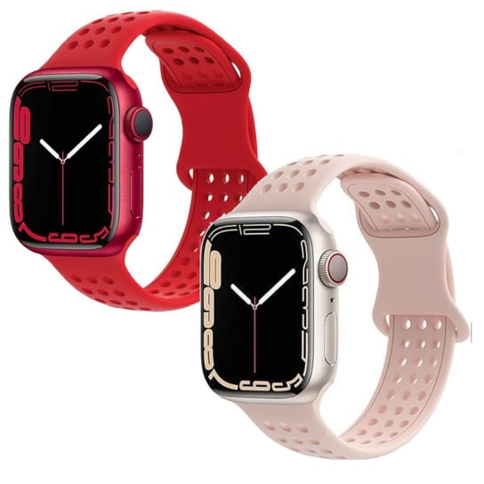 2xPASEK DO ZEGARKA APPLE WATCH 1/2/3/4/5/6/7/8/9/SE 38/40/41mm CZERWONY RÓŻ Inna marka