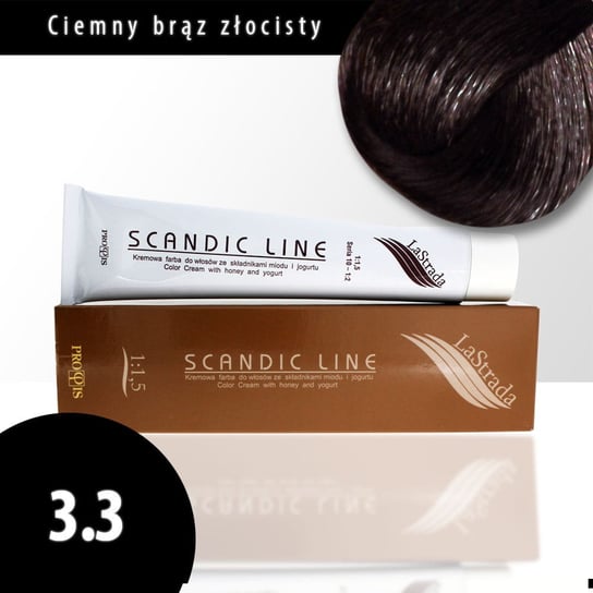 3.3 ciemny brąz złocisty Scandic Line kremowa farba do włosów LaStrada 100ml Scandic Line