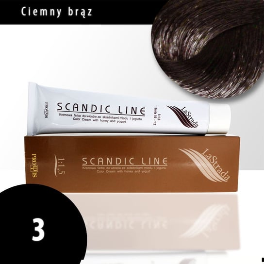 3 ciemny brąz Scandic Line kremowa farba do włosów LaStrada 100ml Scandic Line