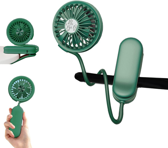 Ventilatore Mini Portatile USB Ricaricabile, 3 Velocità, A Clip, Per Carrozzina, Scrivania, Ufficio