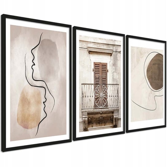 3 nowoczesne obrazy do salonu w ramie dekoracje zestaw 3x30x40 cm.tryptyk PosterPlanet