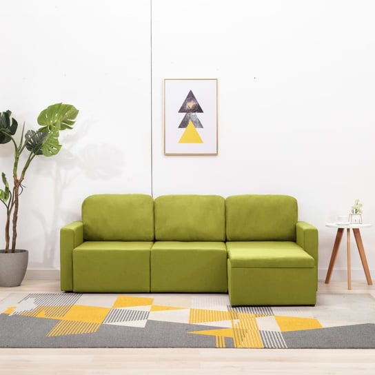 3-osobowa, rozkładana sofa modułowa, zielona, tkanina vidaXL