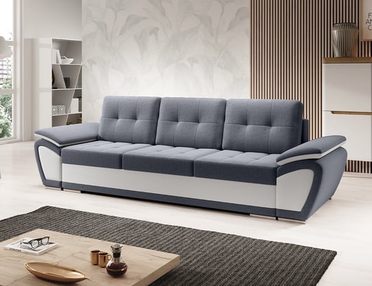 3-osobowa sofa kanapa Enzo z funkcją spania grafitowa z białą ekoskórą. Moderno Meble