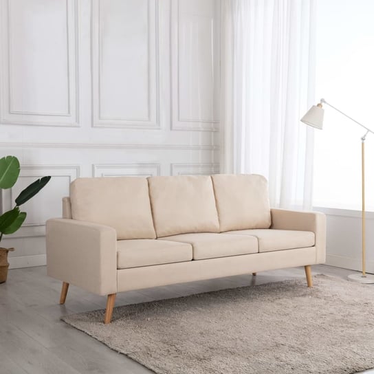 3-osobowa sofa, kremowa, tapicerowana tkaniną vidaXL