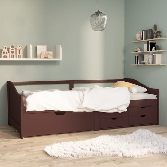 3-osobowa sofa/Łóżko z szufladami, ciemnobrązowa, VidaXL, 90x200 cm vidaXL